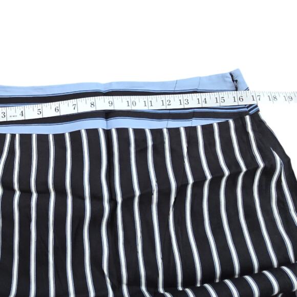 LOFT Black White and Blue pin Striped Asymmetrical Hem Pencil Skirt Size 10 New - Picture 7 of 12
